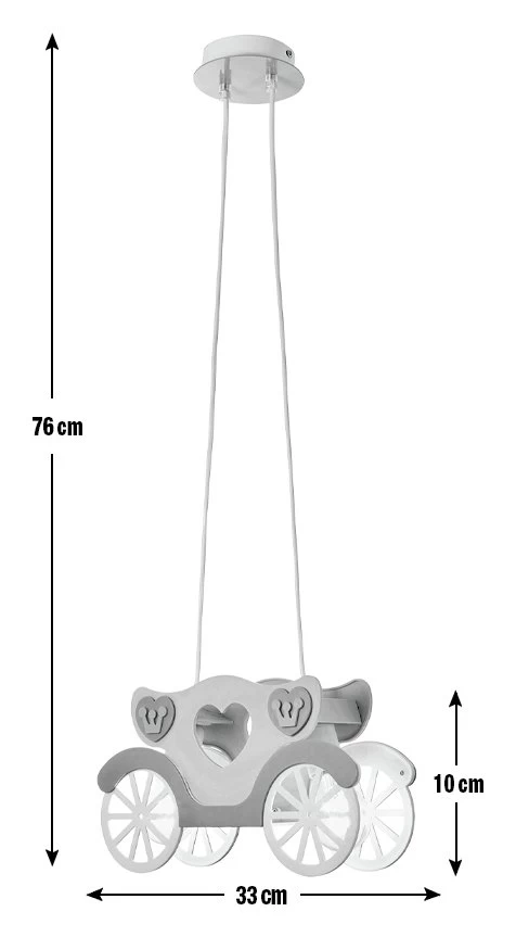 Glow Kids Princess Carriage Pendant Light - Pink & White - Image 3