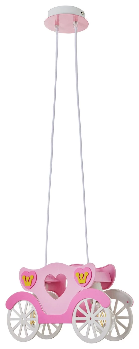 Glow Kids Princess Carriage Pendant Light - Pink & White - Image 4