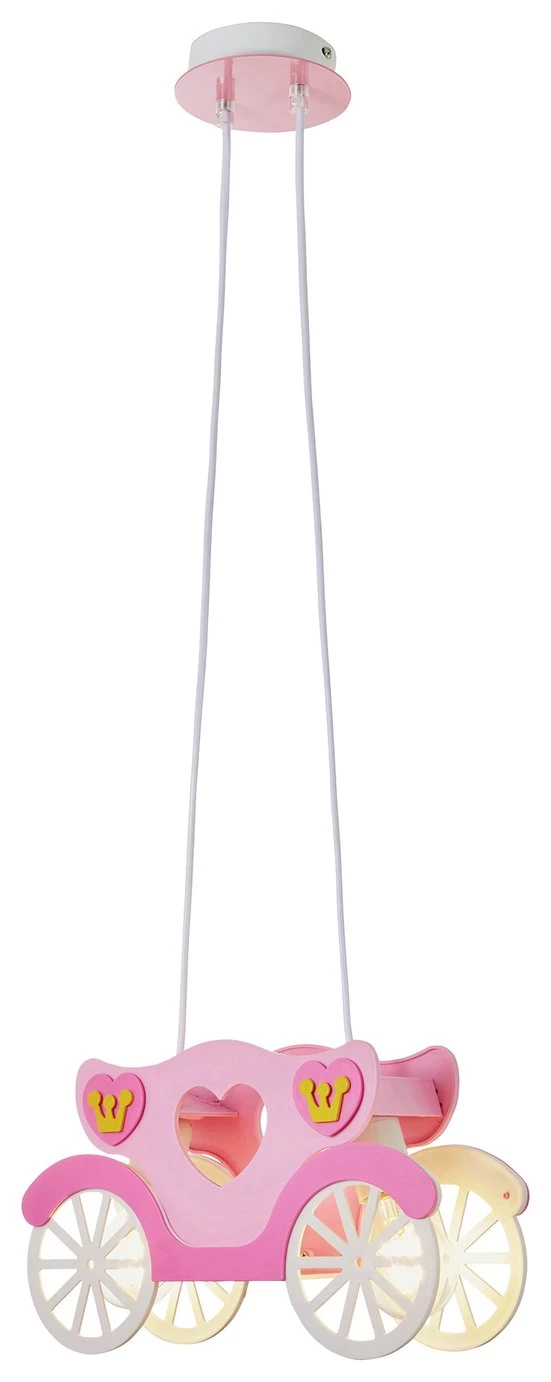 Glow Kids Princess Carriage Pendant Light - Pink & White - Image 7