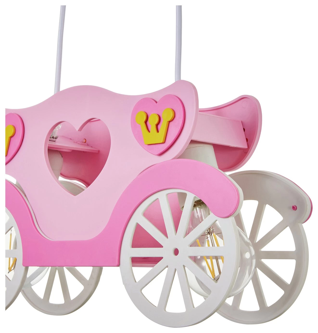 Glow Kids Princess Carriage Pendant Light - Pink & White - Image 5