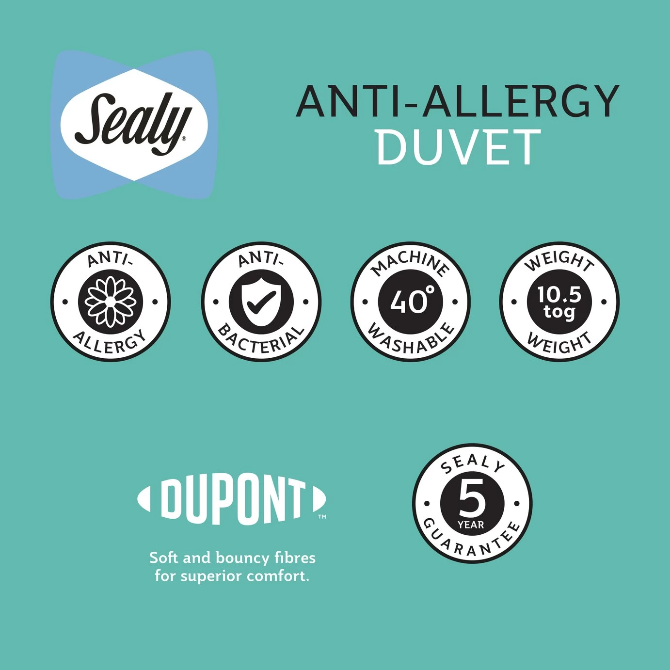 Sealy Anti Allergy Hollowfibre 10.5Tog Duvet - Single - Image 9