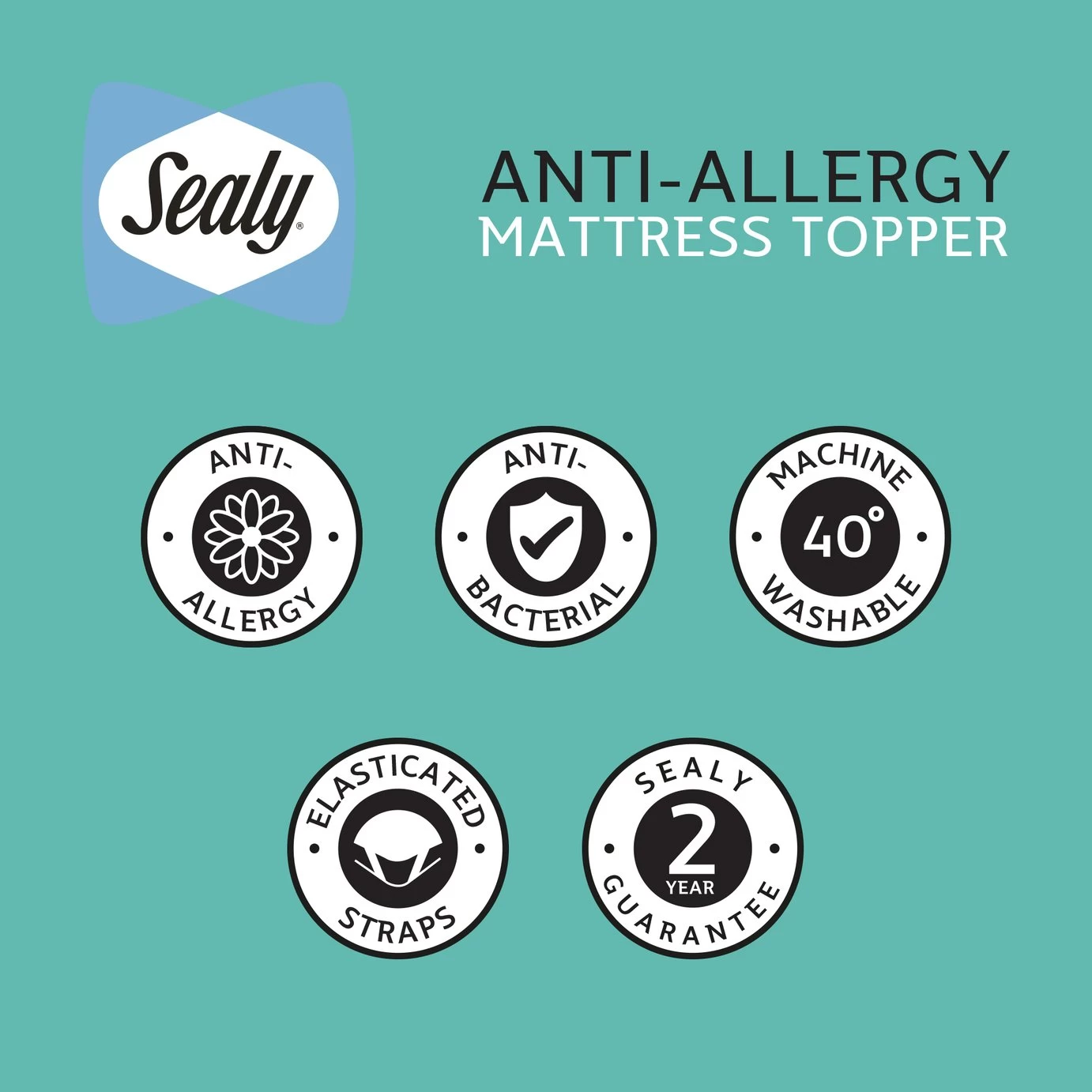 Sealy Anti Allergy Hollowfibre Mattress Topper - Double - Image 9