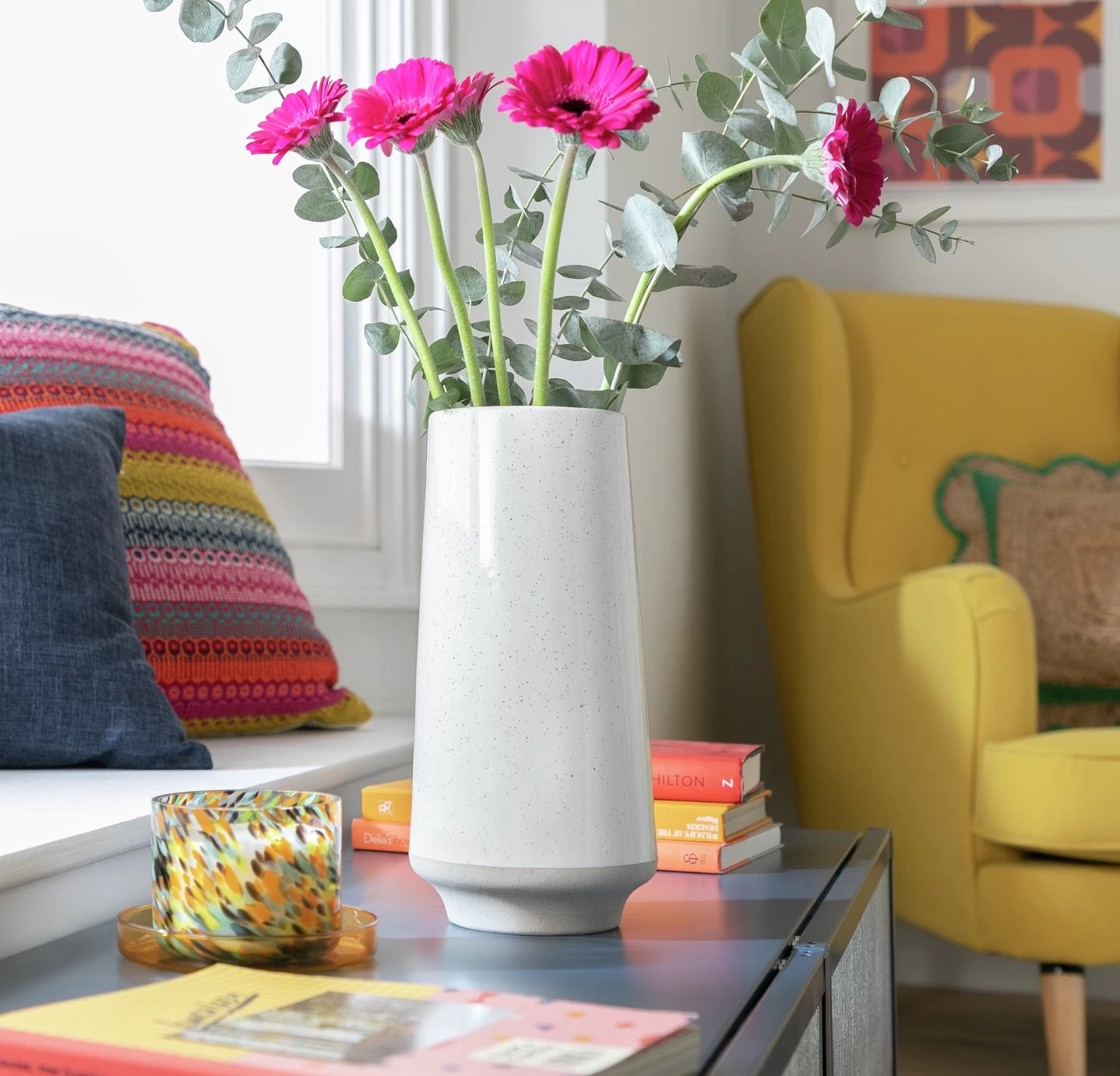 Habitat Reactive Glaze Dipped Ceramic Vase - White - Image 2