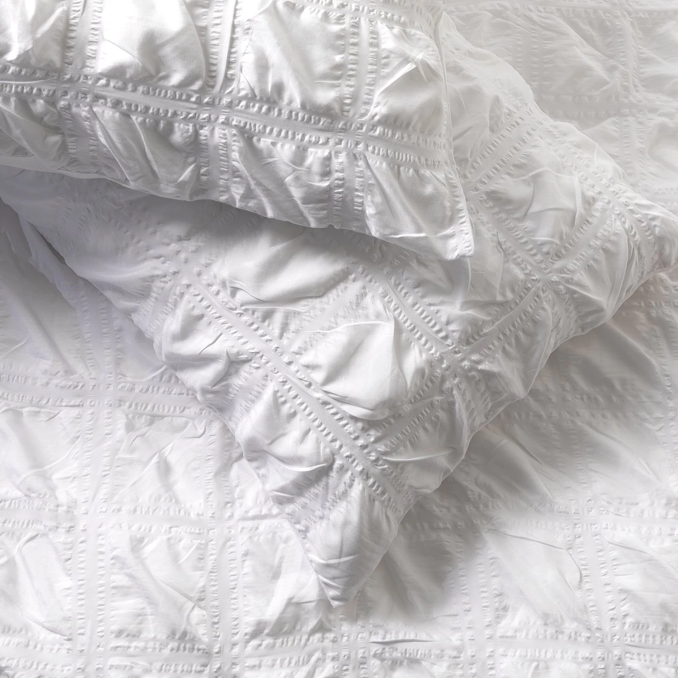 Habitat Seersucker Square White Bedding Set - Single - Image 4