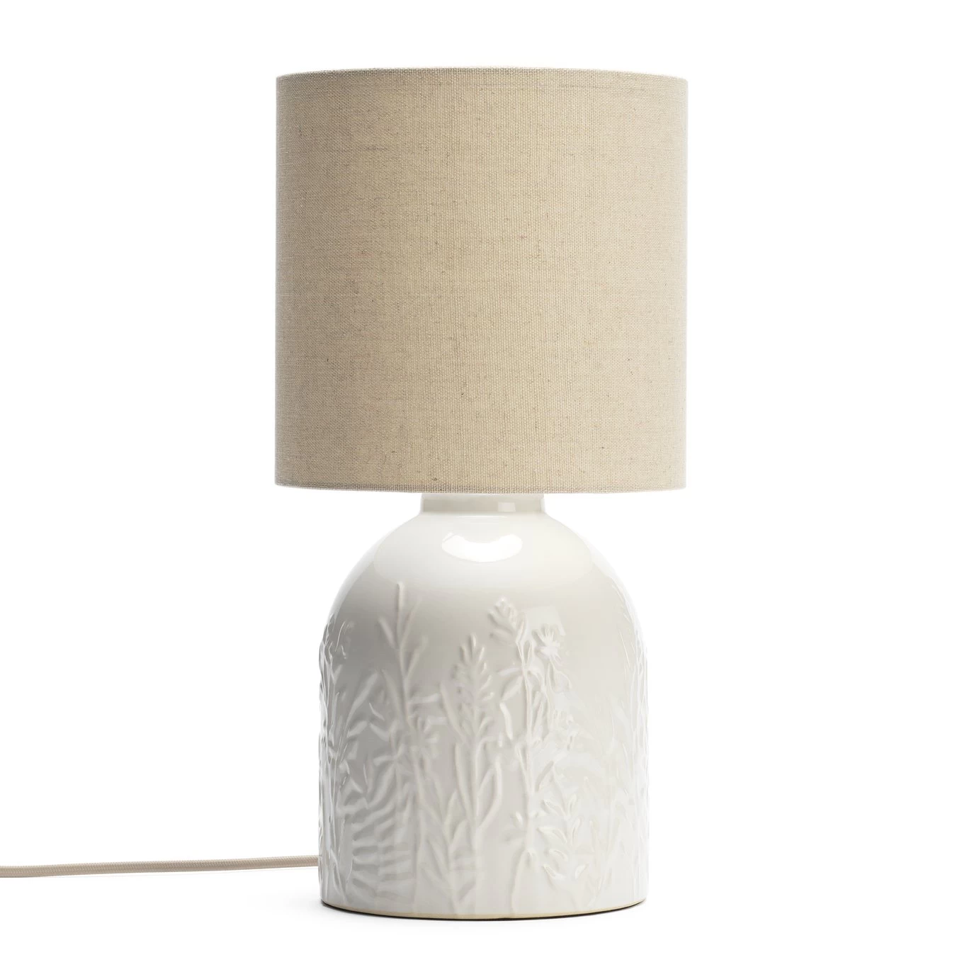Habitat Embossed Floral Ceramic Table Lamp - Off White - Image 2