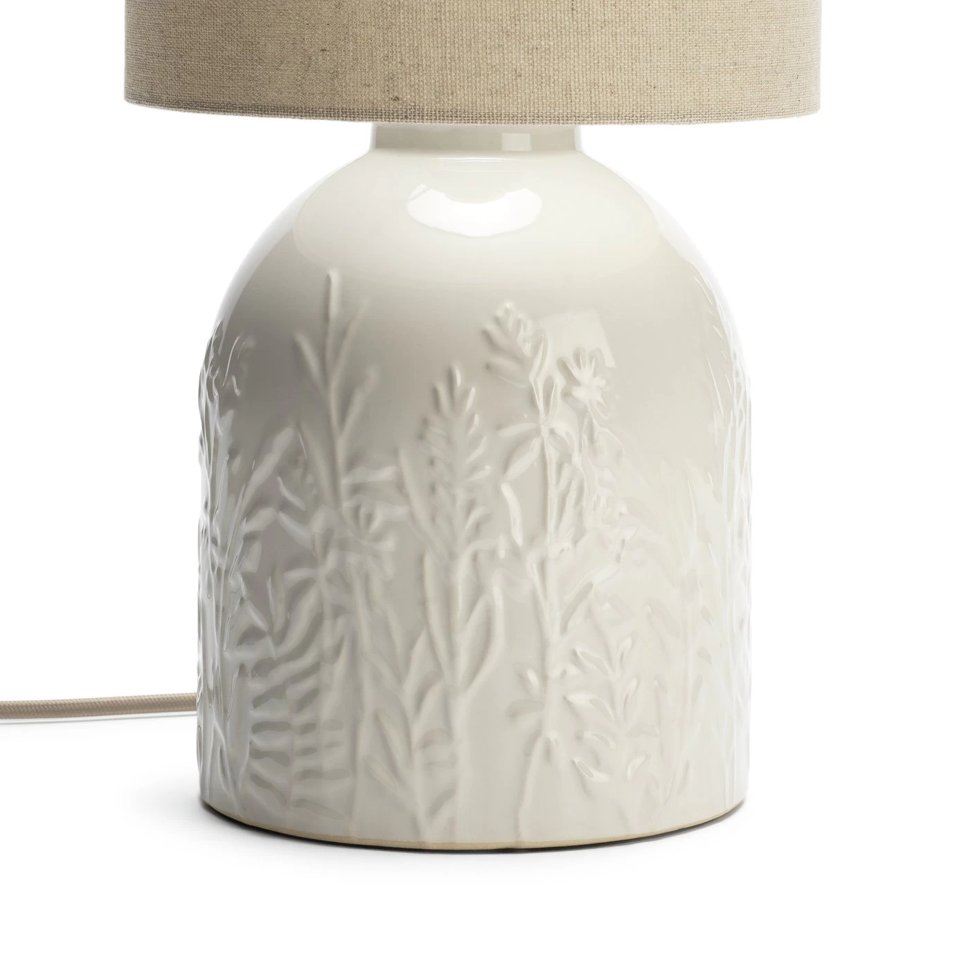 Habitat Embossed Floral Ceramic Table Lamp - Off White - Image 5