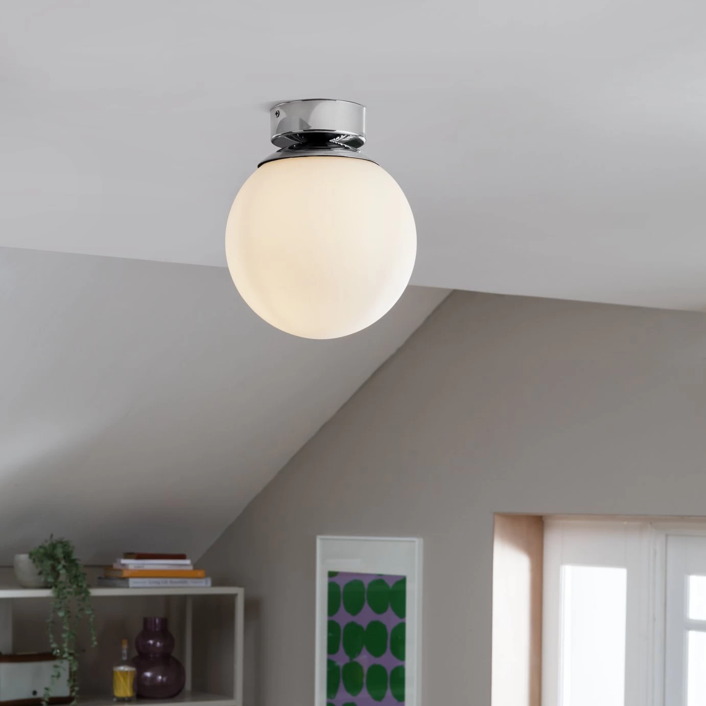 Habitat Opal Glass Bathroom Flush Ceiling Light - White - Image 6