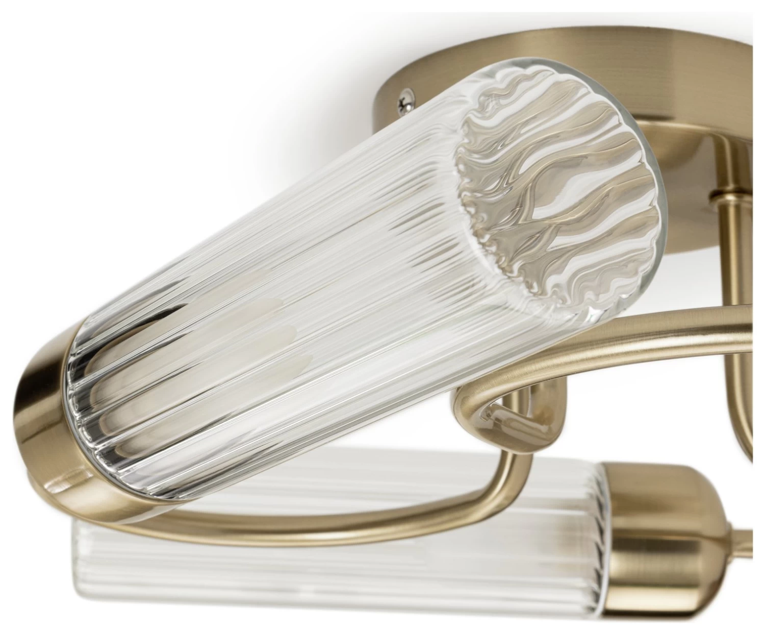 Habitat Ribbed Metal 3 Light Bathroom Ceiling Light - Gold - Image 4