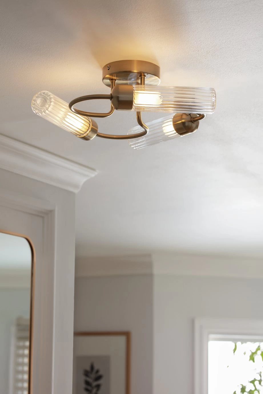 Habitat Ribbed Metal 3 Light Bathroom Ceiling Light - Gold - Image 6