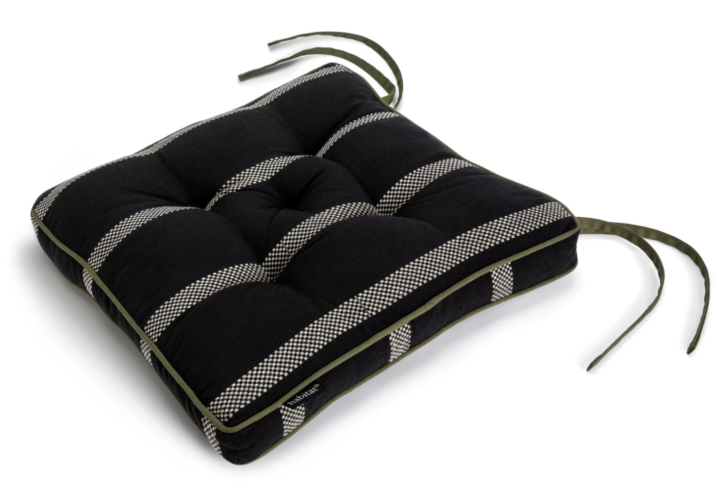 Habitat Woven Stripe Pack Of 2 Seat Cushion - Black