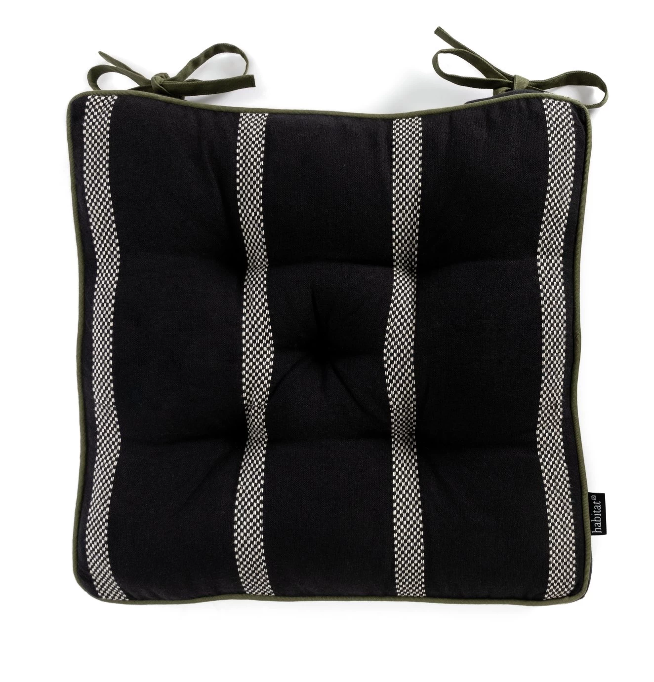 Habitat Woven Stripe Pack Of 2 Seat Cushion - Black - Image 5