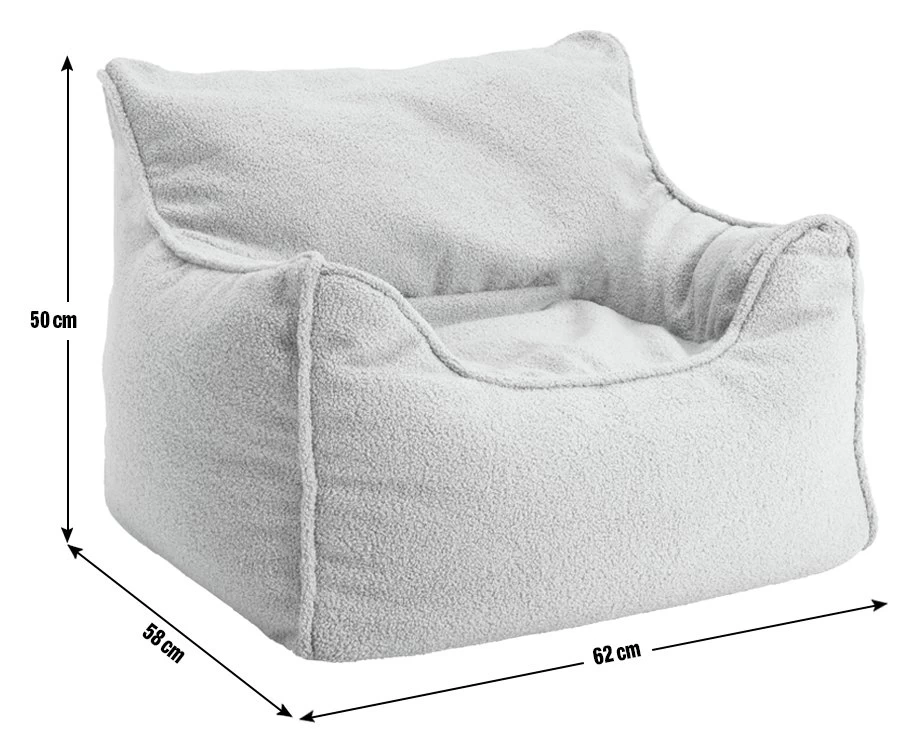 Habitat Kids Single Chair Boucle Bean Bag - Off White - Image 3