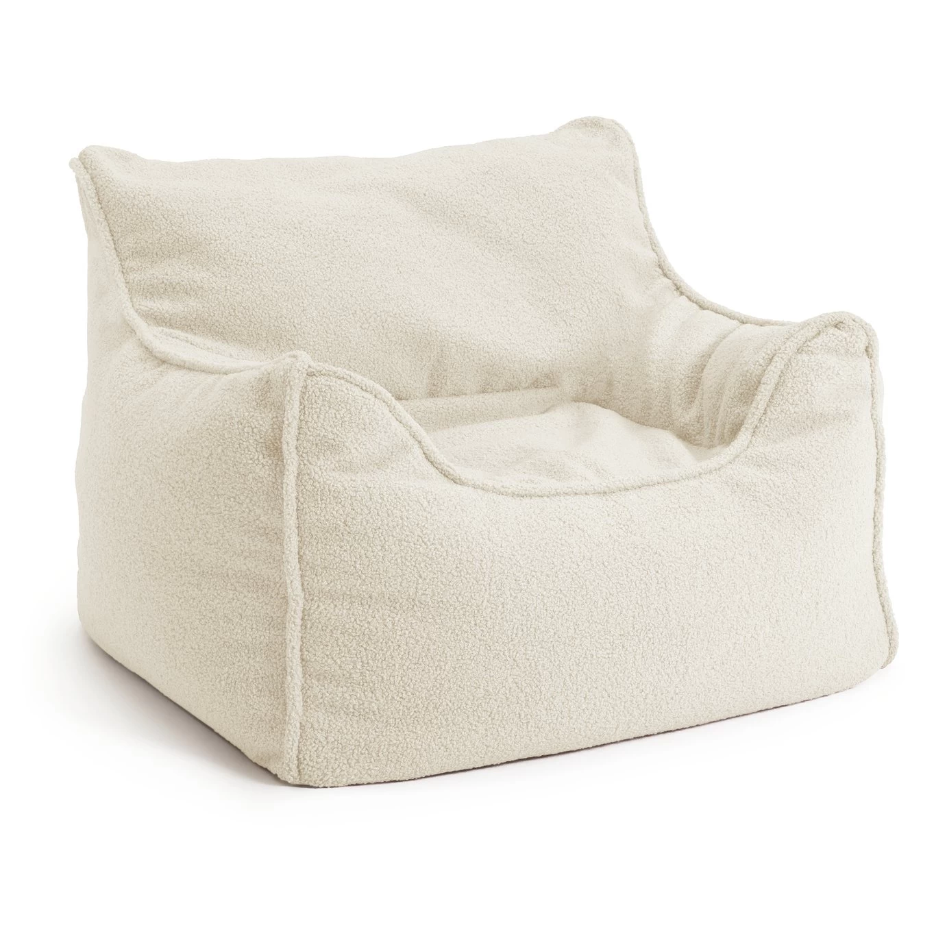 Habitat Kids Single Chair Boucle Bean Bag - Off White - Image 4