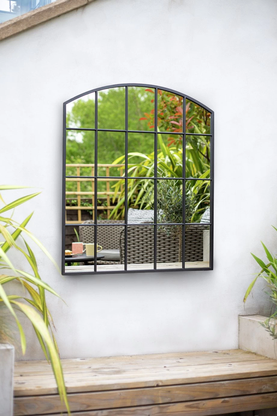 Aston & Wold Industrial Arch Shaped Garden Mirror - Black - Image 2