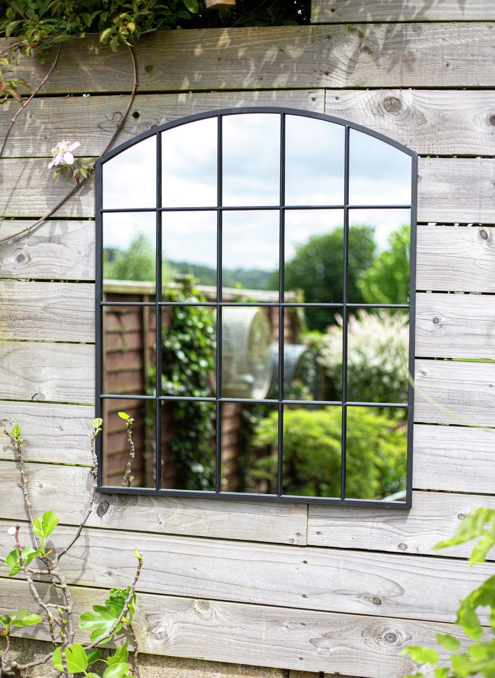 Aston & Wold Industrial Arch Shaped Garden Mirror - Black - Image 3