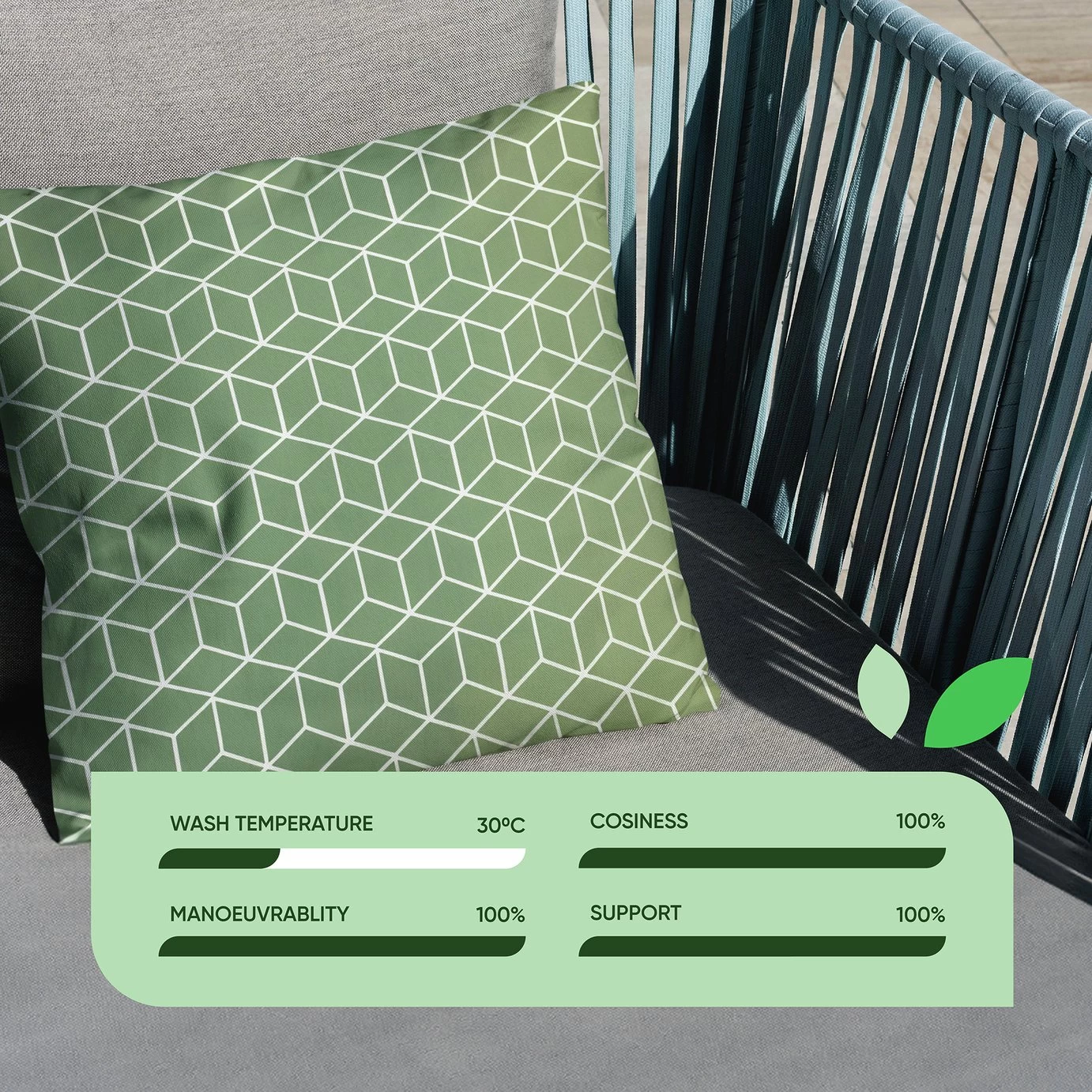 Streetwize Outdoor Cushion Green - Pack Of 4 - Image 2