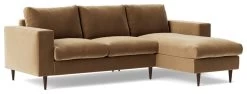 Swoon Evesham Velvet Right Hand Corner Sofa - Biscuit
