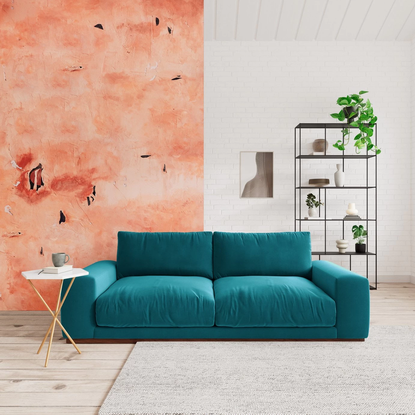 Swoon Denver Velvet 3 Seater Sofa- Kingfisher Blue - Image 3