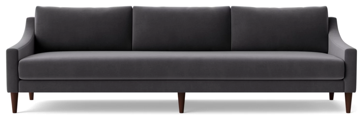 Swoon Turin Velvet 4 Seater Sofa - Granite Grey