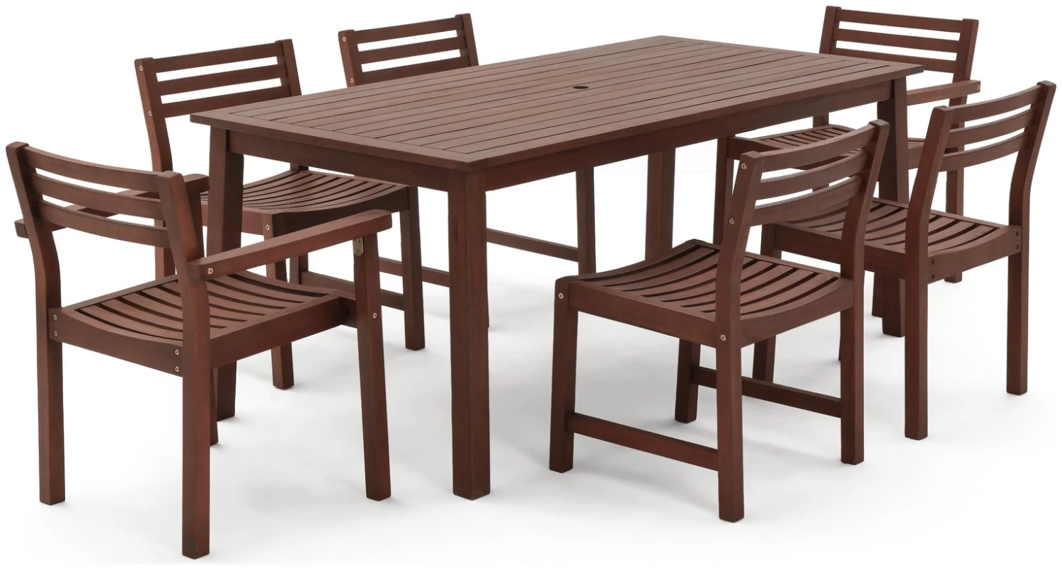 Habitat Amalfi 6 Seater Wooden Patio Set - Brown - Image 5