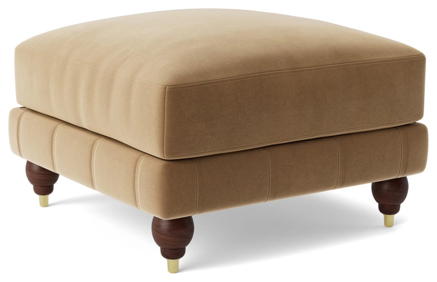 Swoon Winston Velvet Ottoman Footstool - Biscuit - Image 5