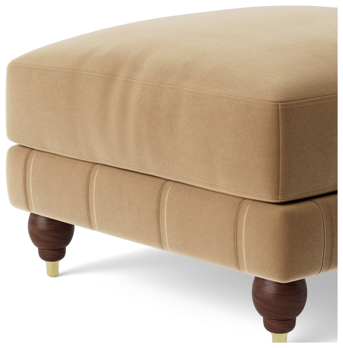 Swoon Winston Velvet Ottoman Footstool - Biscuit - Image 6