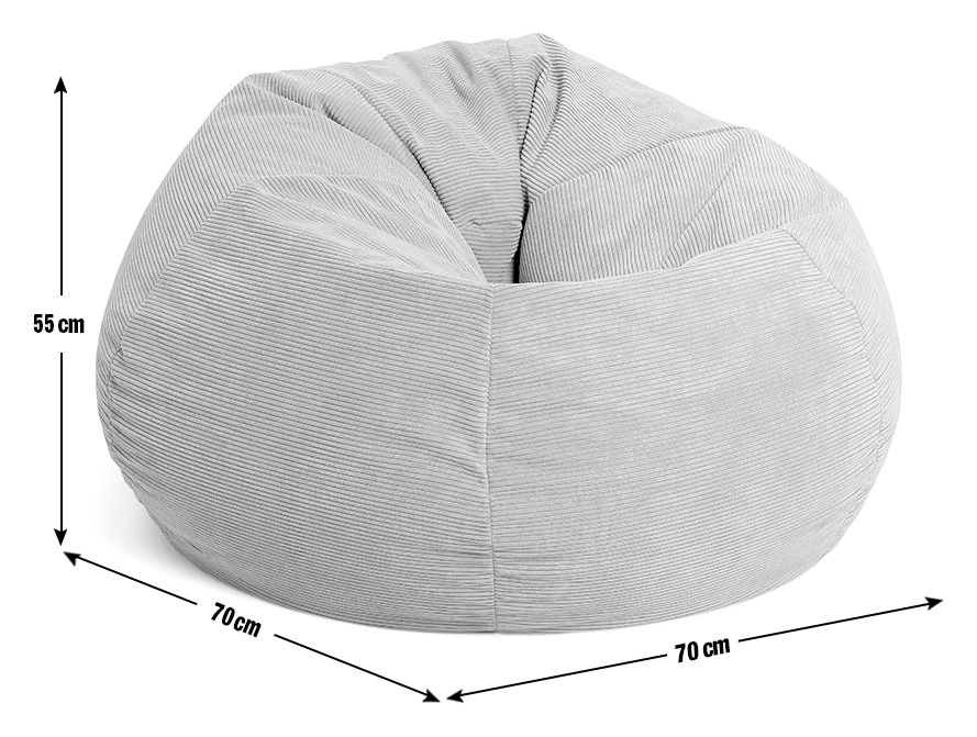 Kaikoo Aryton Cord Beanbag - Grey - Image 3