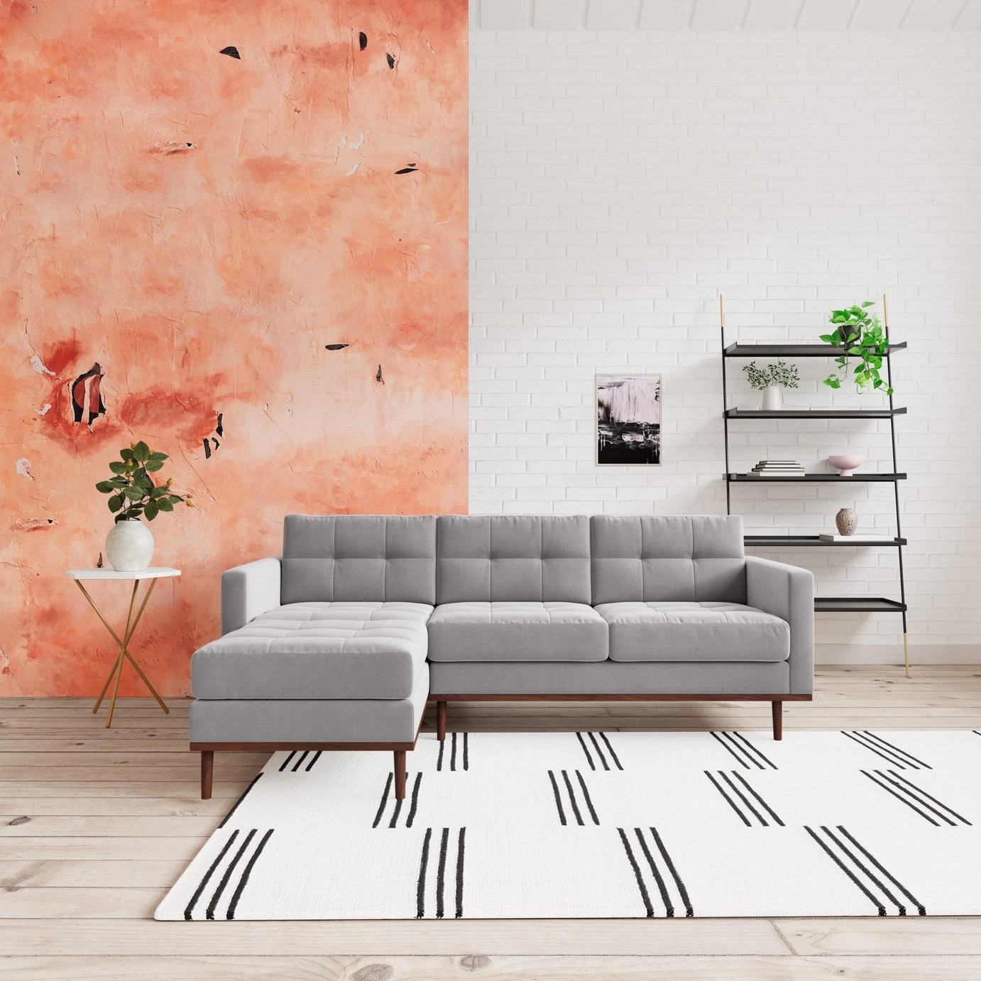 Swoon Berlin Velvet Left Hand Corner Sofa - Silver Grey - Image 2