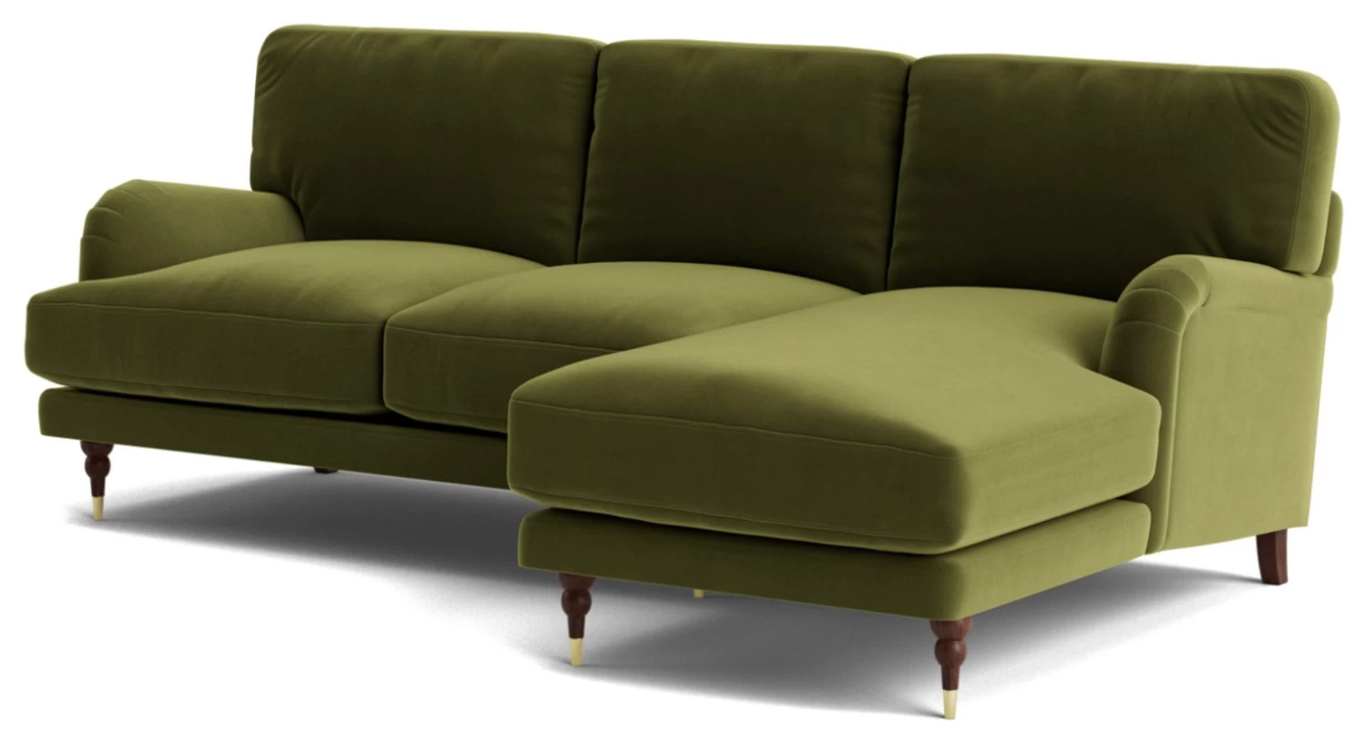 Swoon Charlbury Velvet Right Hand Corner Sofa - Fern Green