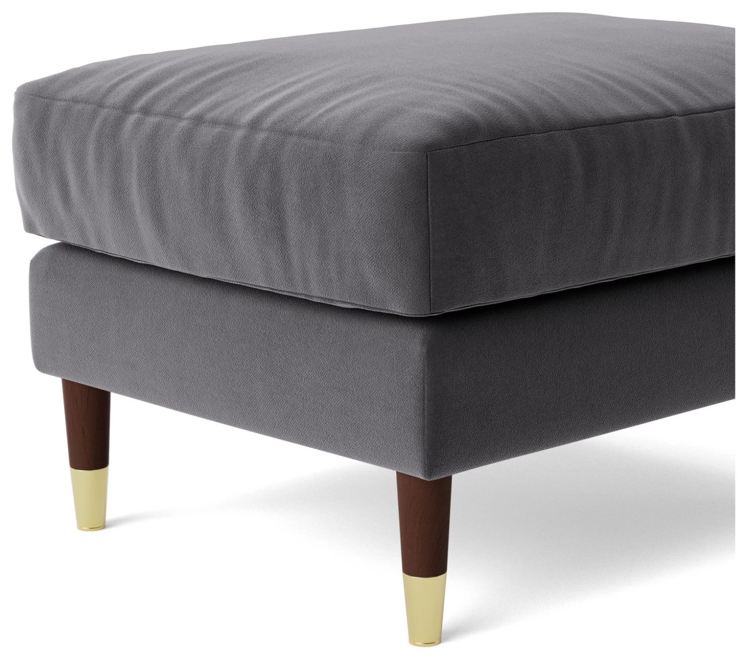 Swoon Rieti Velvet Ottoman Footstool - Granite Grey - Image 6