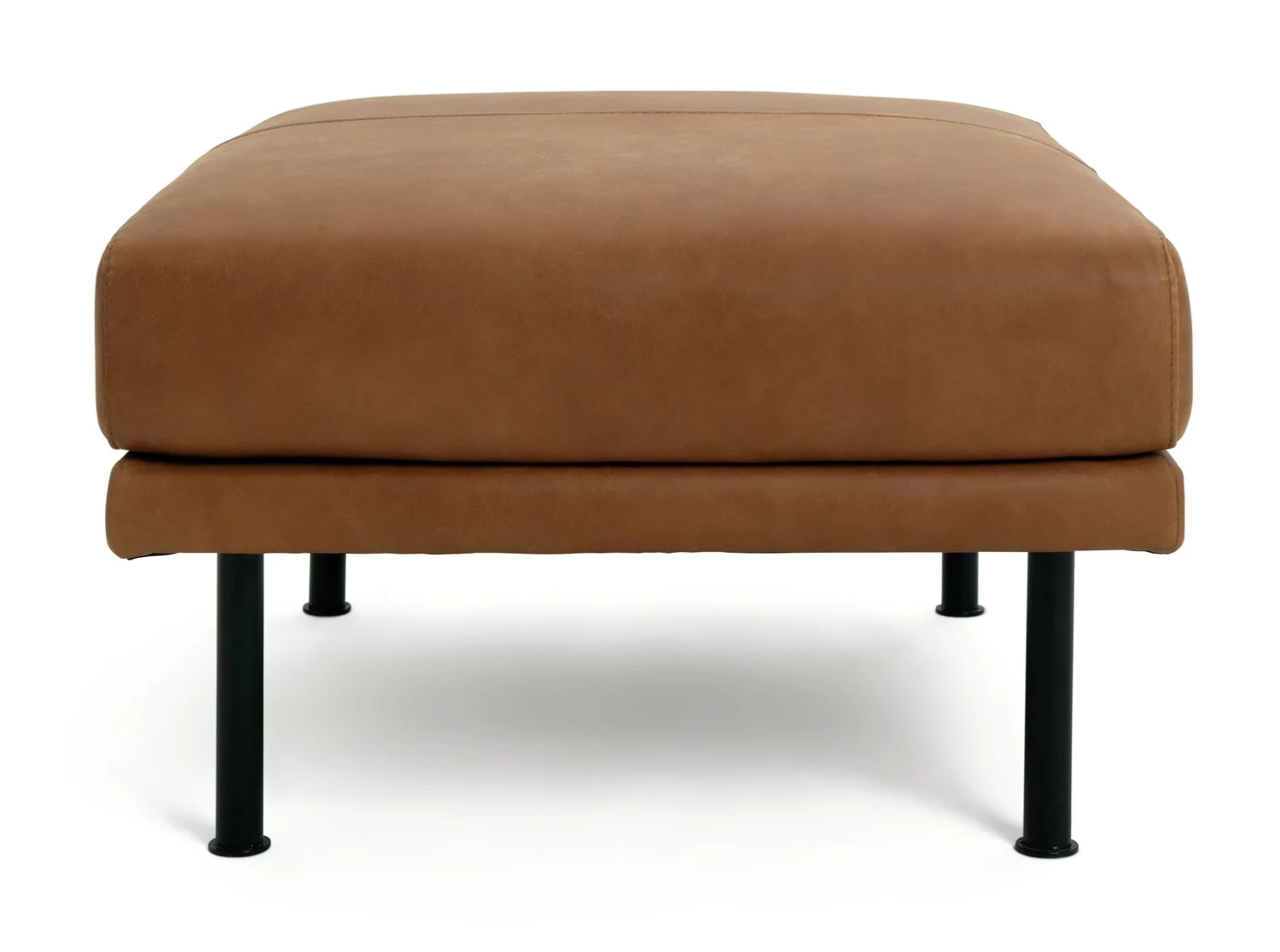 Habitat Moore Leather Ottoman Footstool - Tan - Image 4