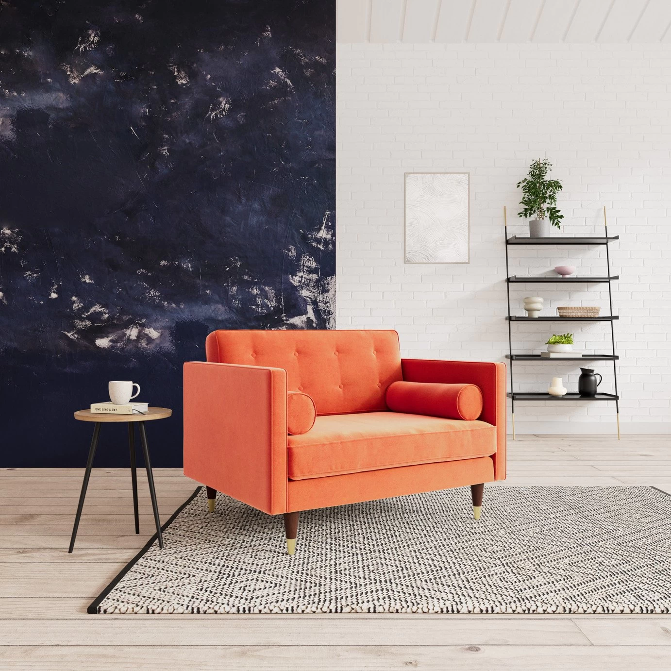 Swoon Porto Velvet Cuddle Chair - Burnt Orange - Image 2