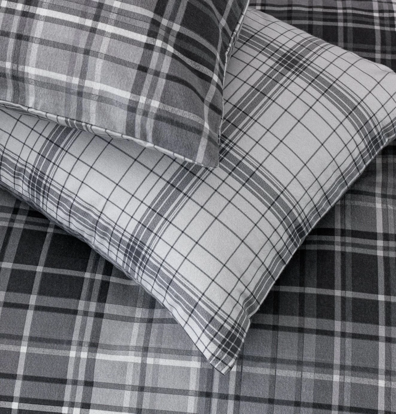 Habitat Grey Brushed Check Bedding Set - Single - Image 4