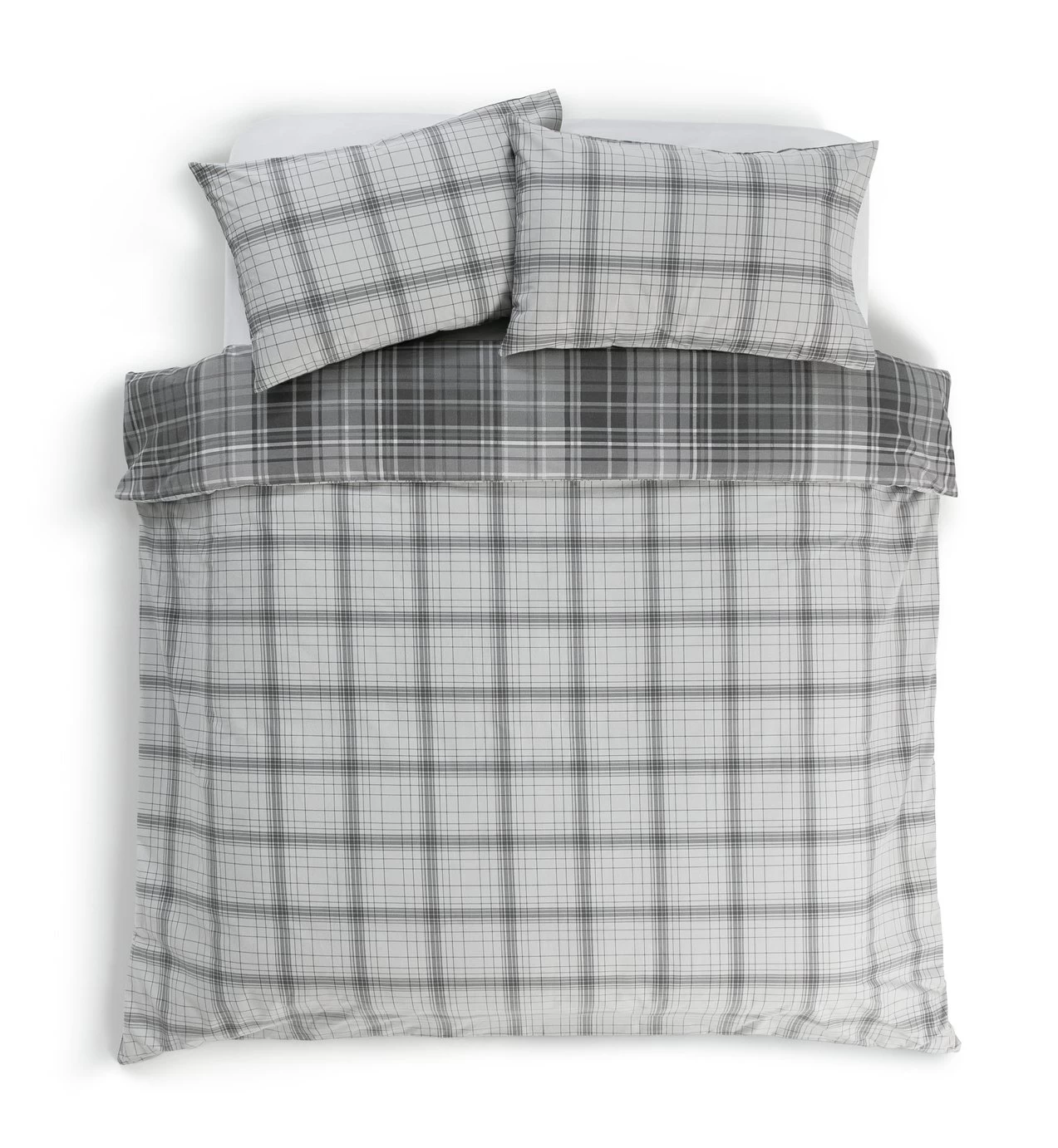 Habitat Grey Brushed Check Bedding Set - Single - Image 5