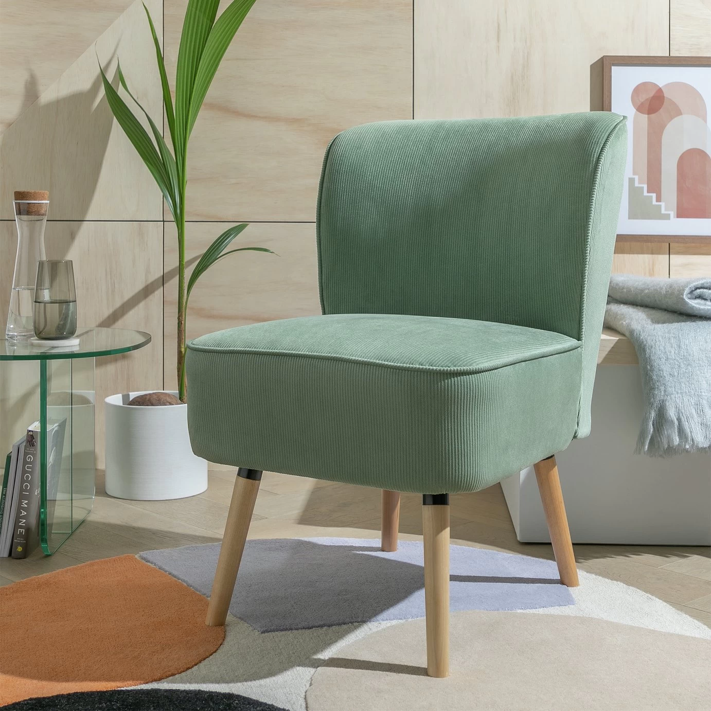 Habitat Eppy Fabric Accent Chair - Mint Green - Image 2