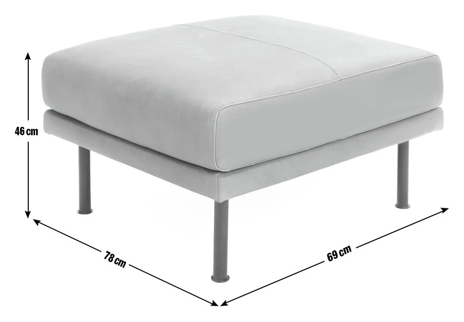 Habitat Moore Leather Ottoman Footstool - Dark Grey - Image 4