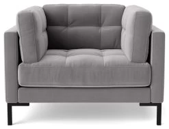 Swoon Landau Velvet Armchair - Silver Grey