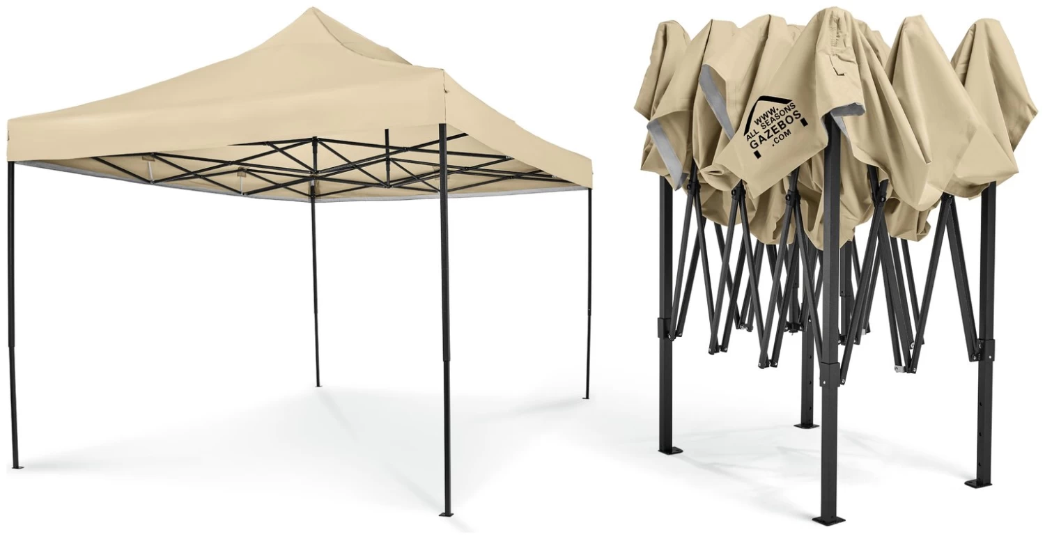 All Seasons 3m X 4.5m Garden Pop Up Gazebo - Beige - Image 2