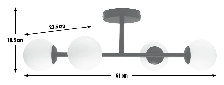 Habitat Opal Metal Bathroom Flush Ceiling Light - Black - Image 3