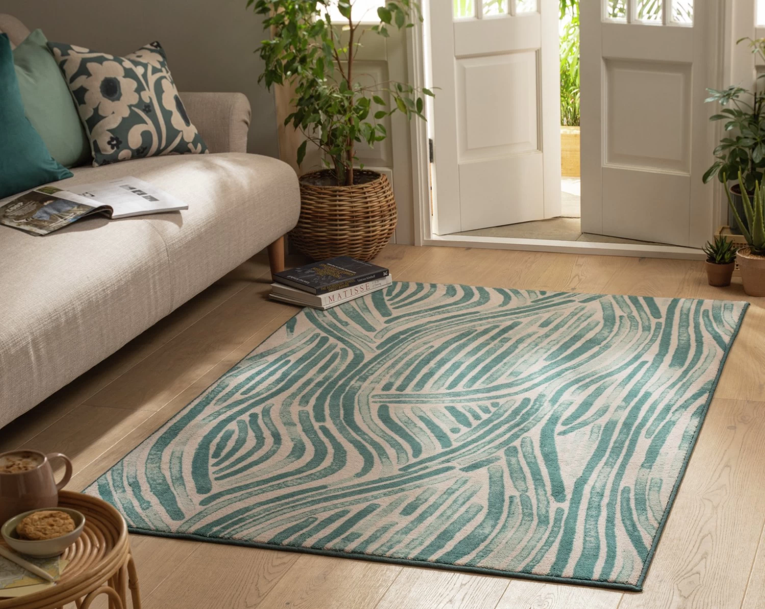 Habitat Herbalist Flatweave Rug - 120X170cm - Blue & White - Image 2