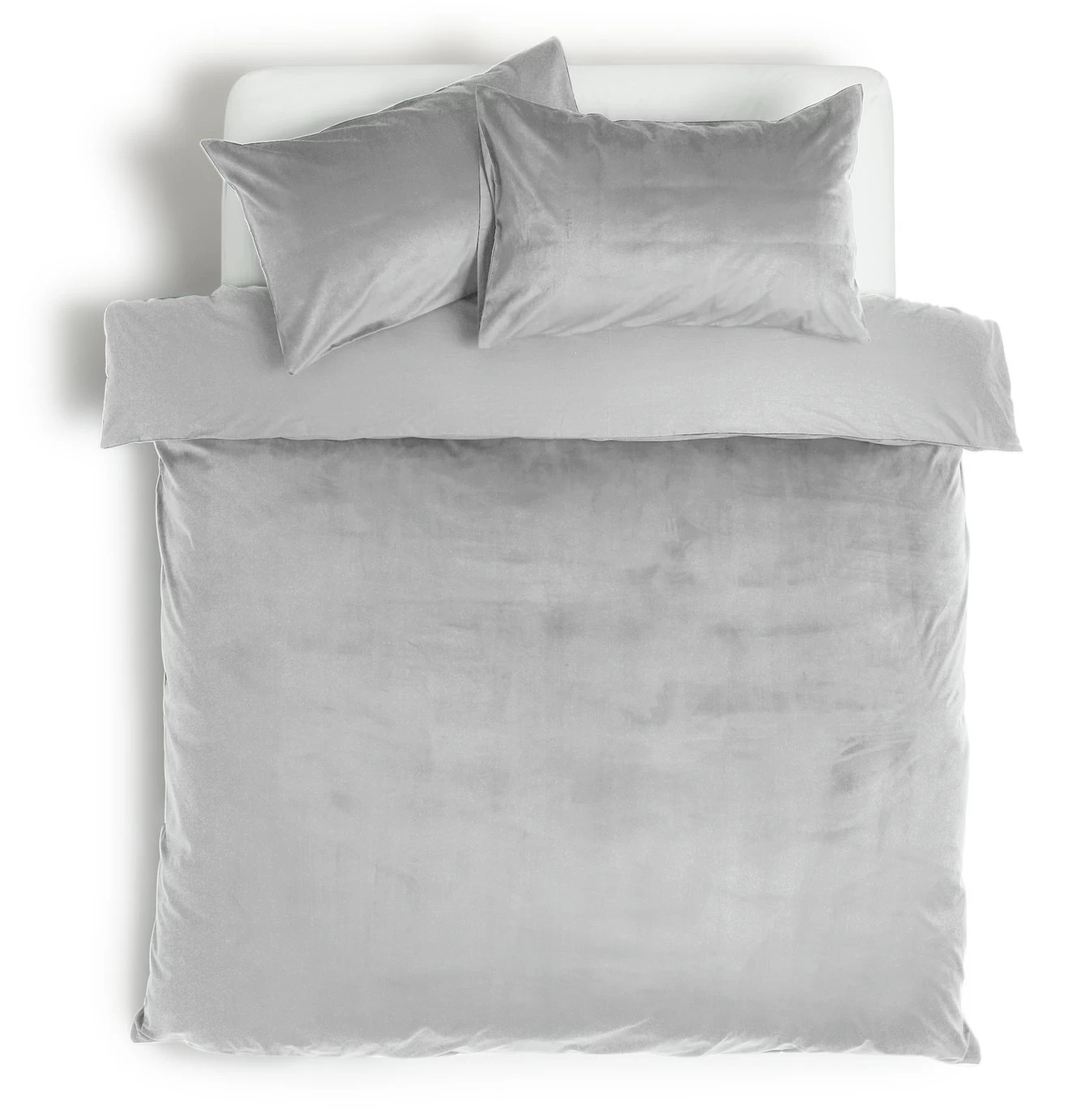 Habitat Plain Velvet Silver Bedding Set - Double - Image 3