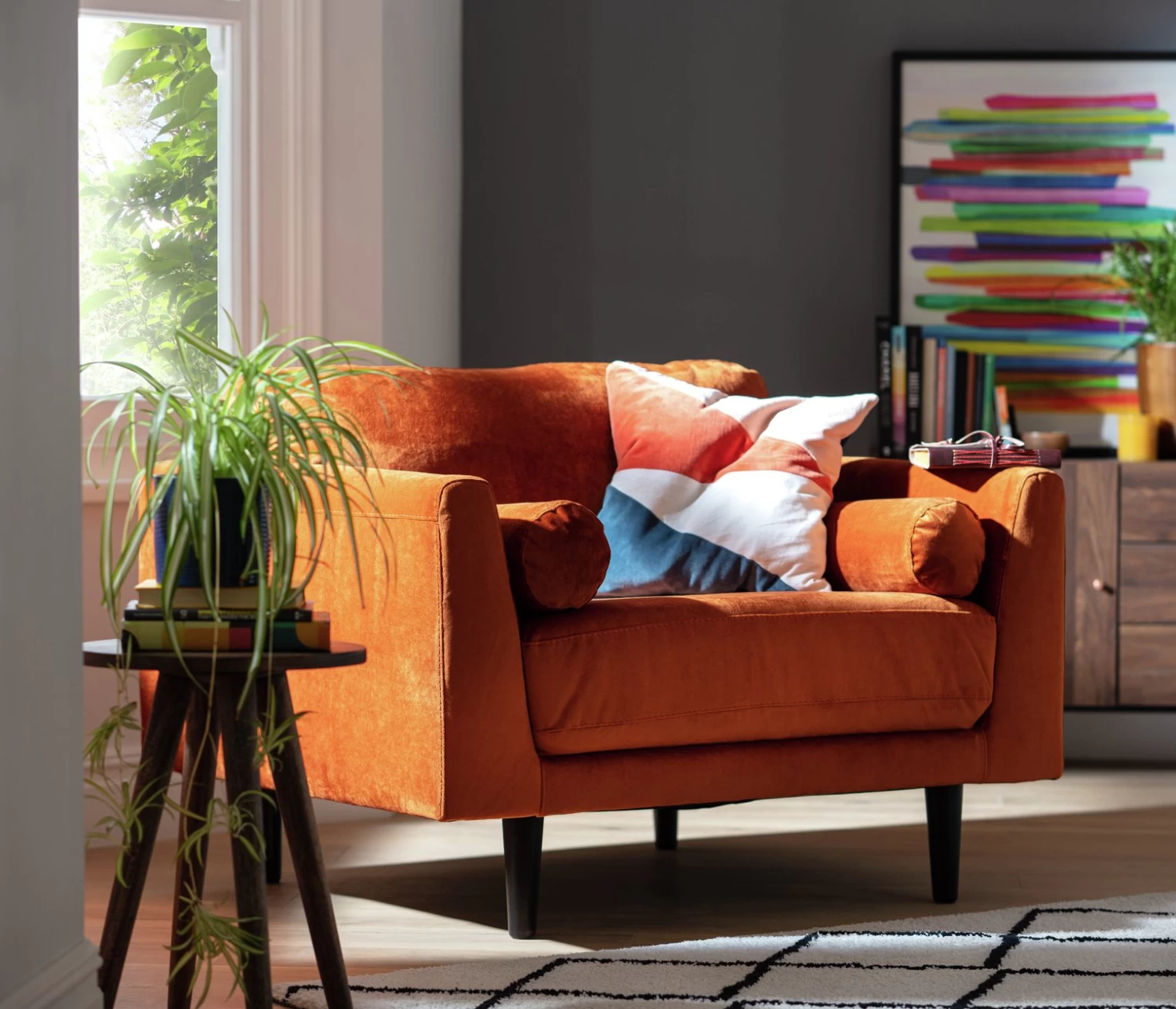 Habitat Jacob Fabric Cuddle Chair - Emerald Green - Image 2