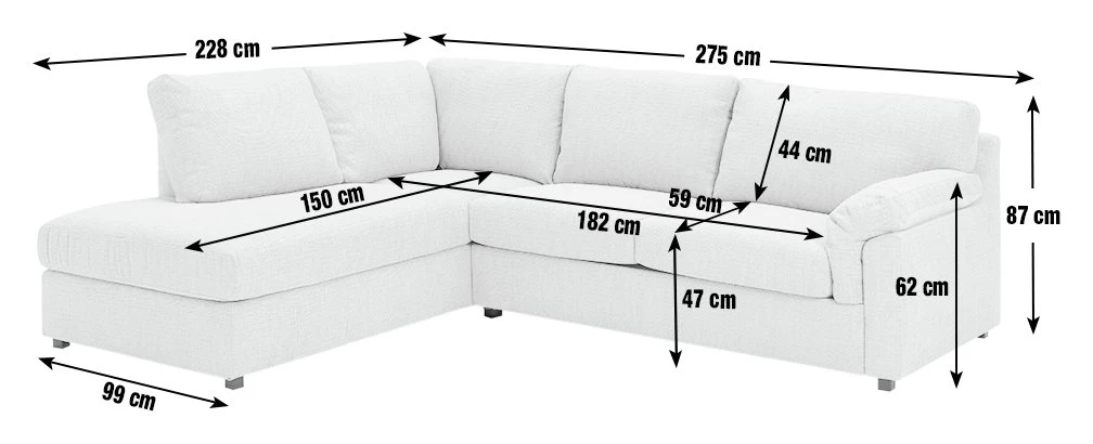 Habitat Florence Fabric Left Hand Corner Chaise Sofa - Cream - Image 2
