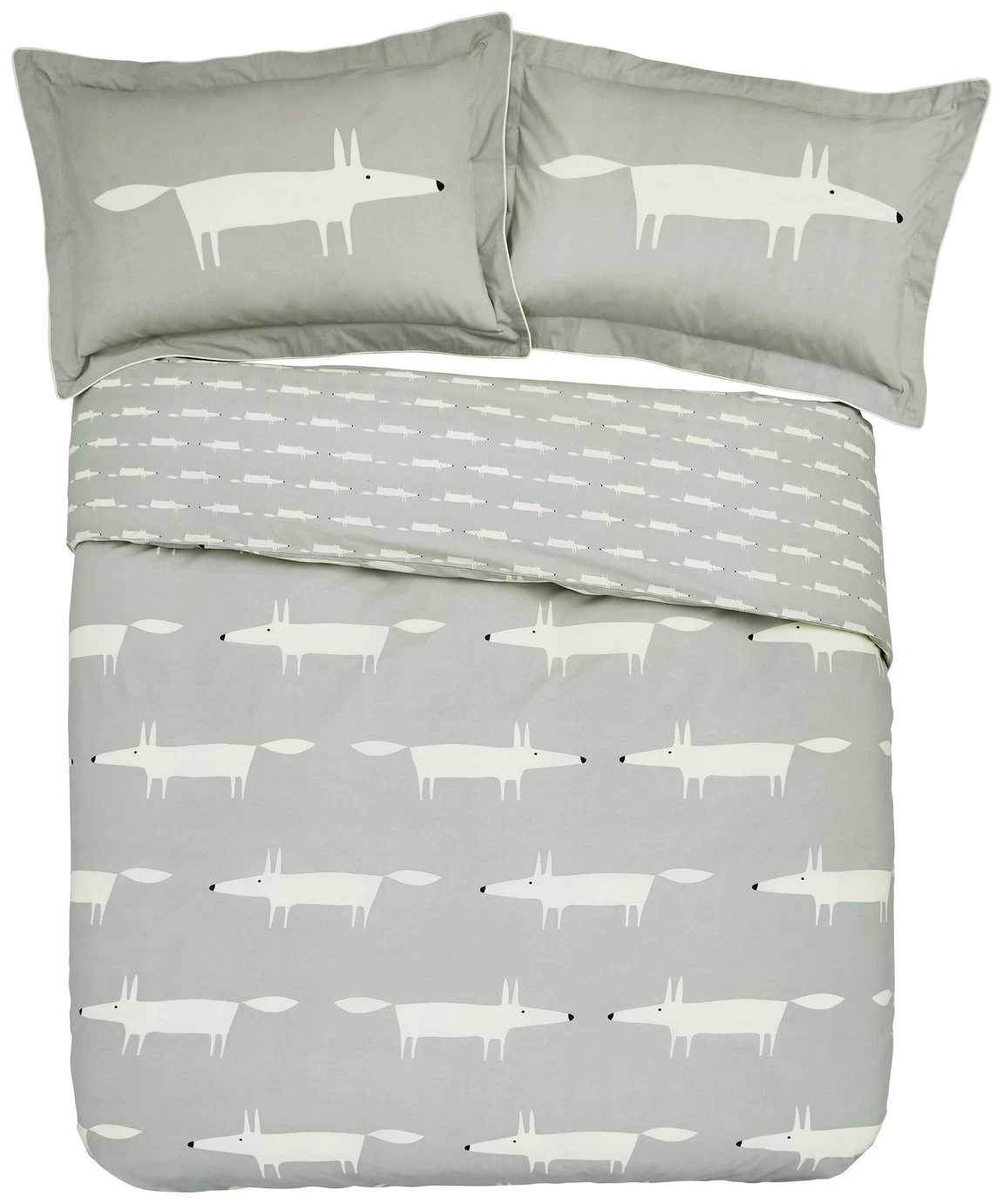 Scion Cotton Mr Fox Patterned Pillowcase - Silver - Image 2