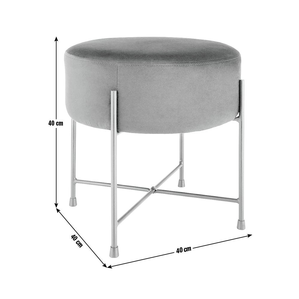 Habitat Jax Velvet Footstool - Black - Image 3