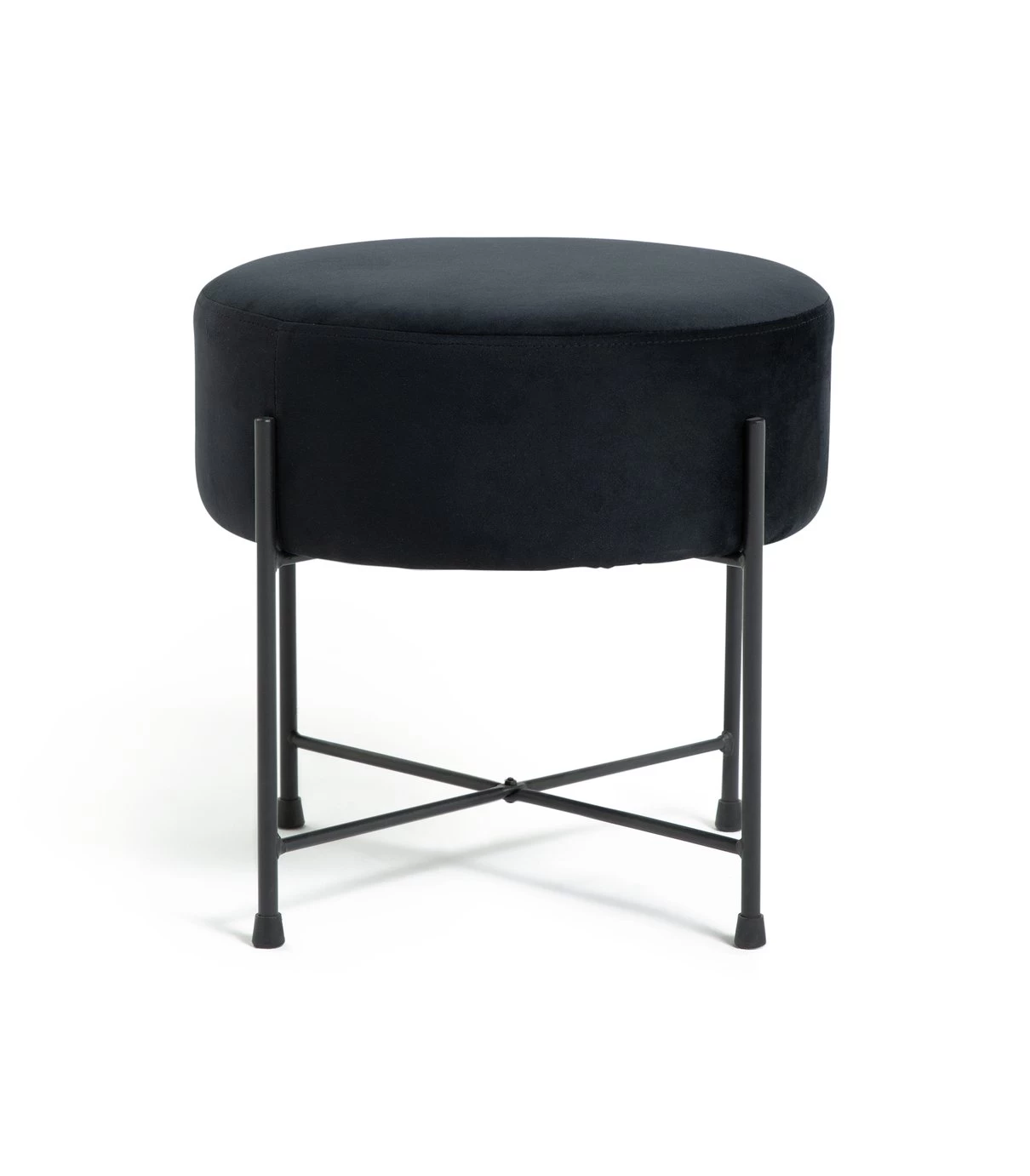 Habitat Jax Velvet Footstool - Black