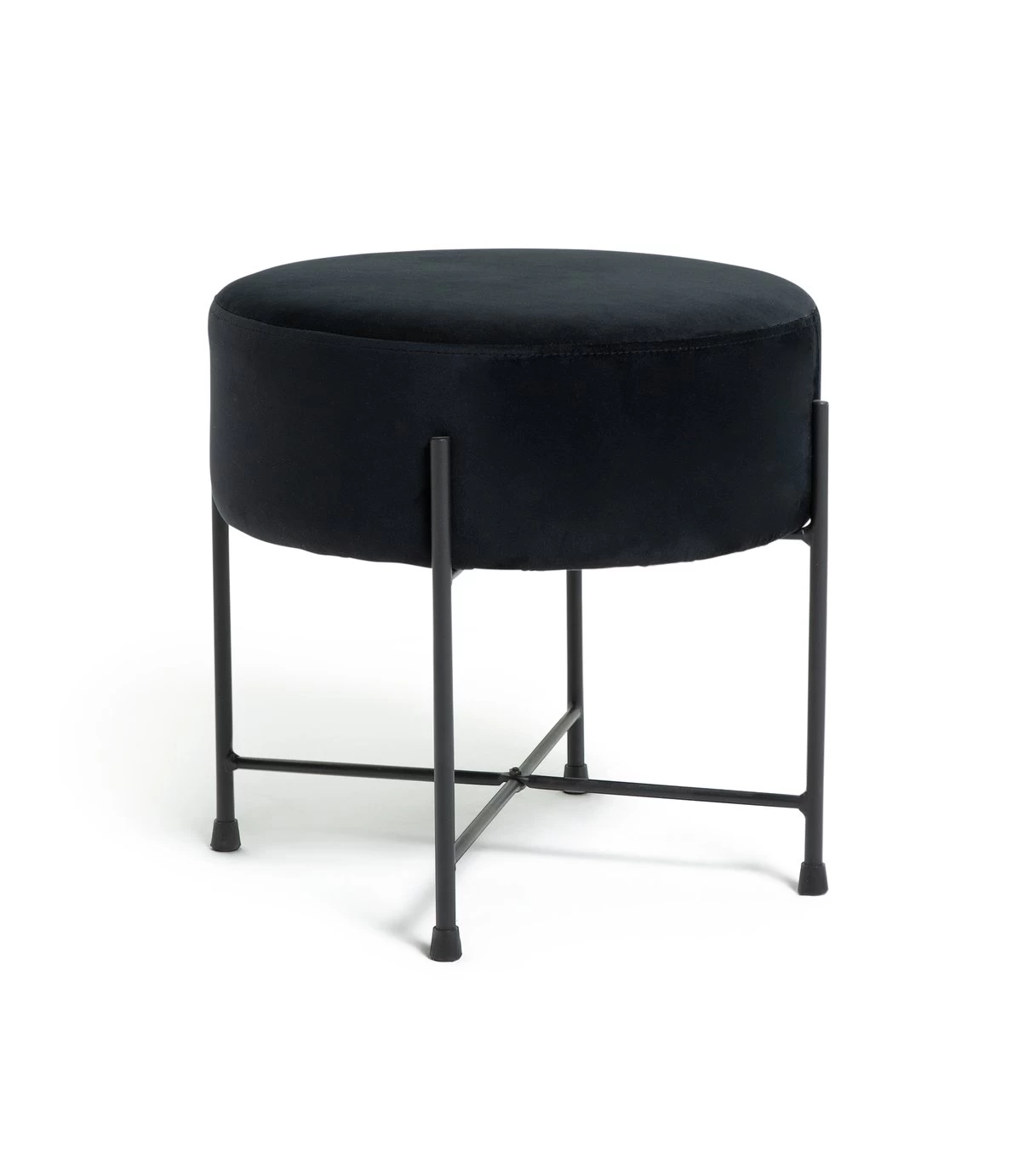 Habitat Jax Velvet Footstool - Black - Image 4