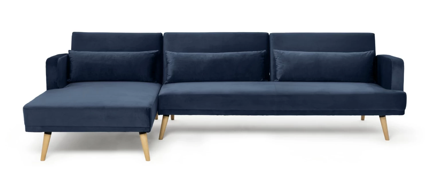 Habitat Andy Left Corner Velvet Clic Clac Sofa Bed - Navy - Image 5
