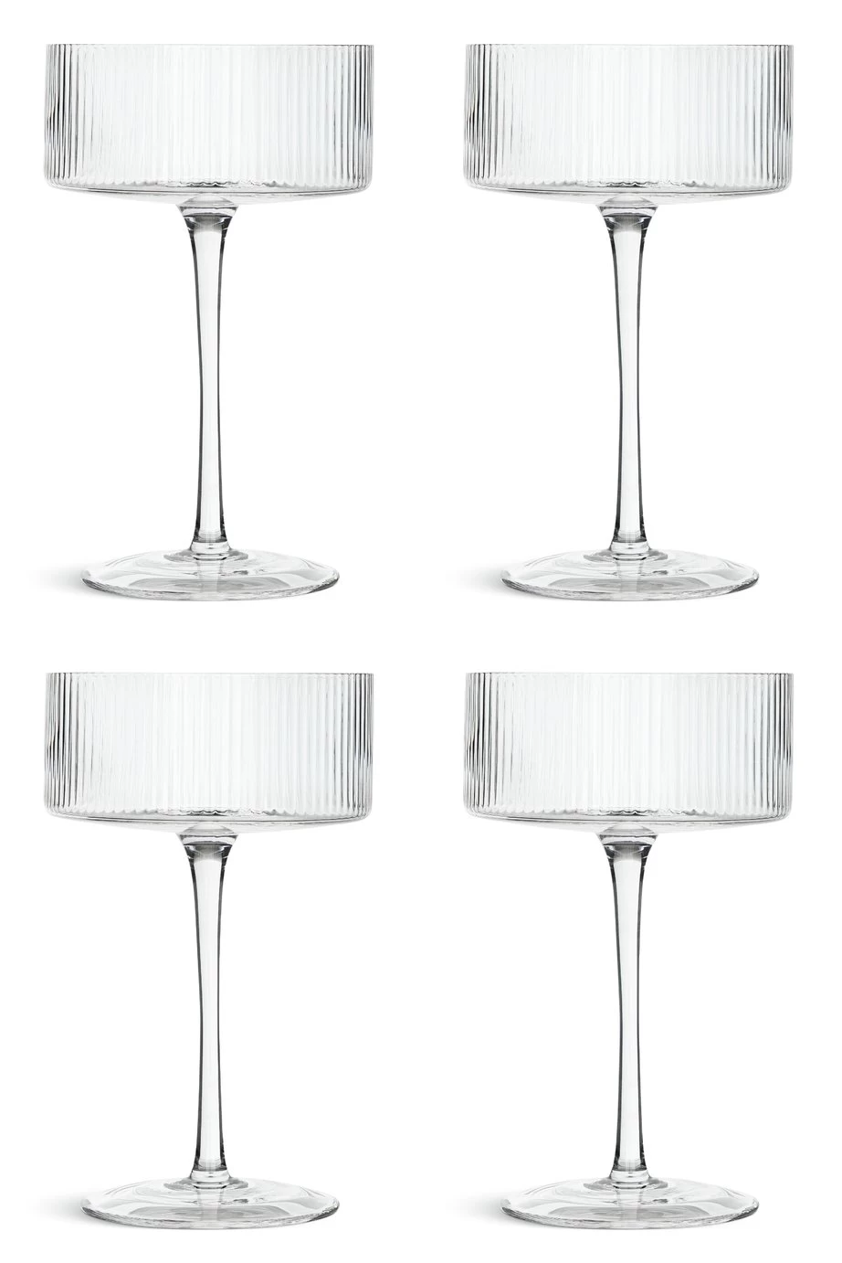 Habitat Ribbed Set Of 4 Champagne Coupe Glasses