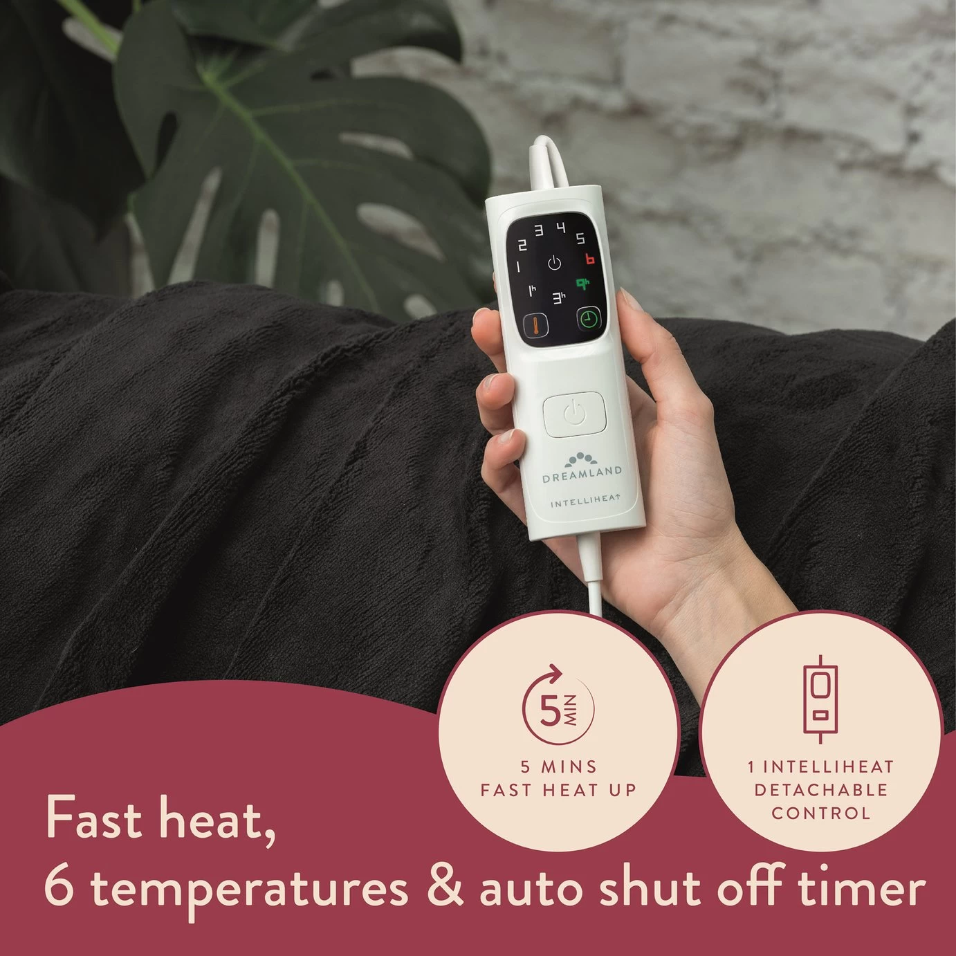 Dreamland Snuggle Up Black Heated Throw - Large - Image 4